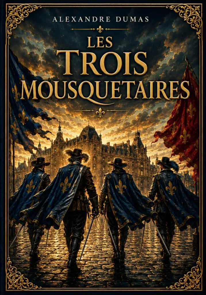 Converture intégrale illustrée de Les trois mousquetaires d'Alexandre Dumas