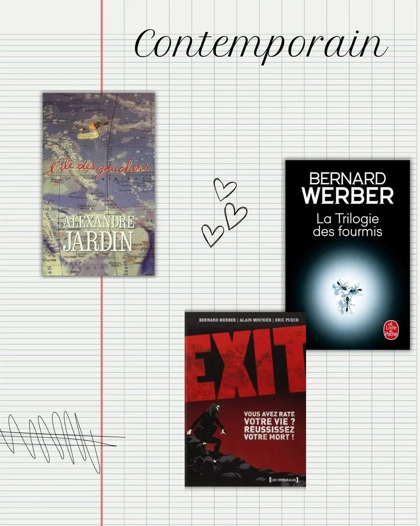 Livres contemporains lus au lycée : L'île des gauchers, Bernard Werber avec Les fourmis et Exit