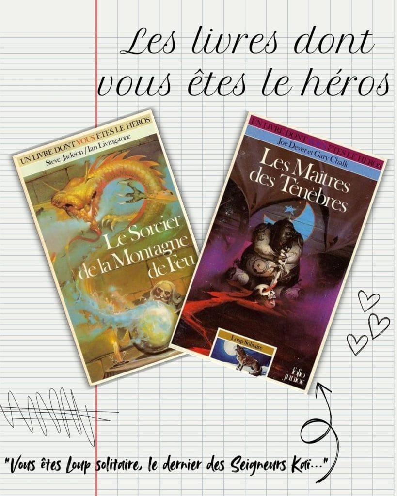 Deux livres dont vous êtes le héros lus en primaire : Le sorcier de la montagne de feu, les maîtres des ténèbres