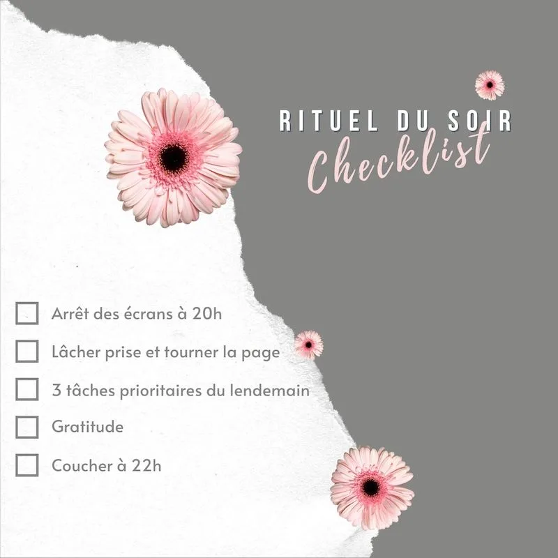 checklist d'idées bien-être pour un rituel du soir